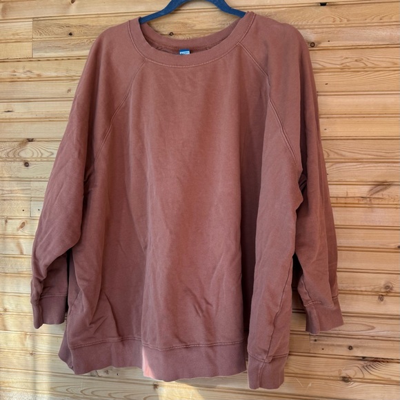 Old Navy Tops - Old Navy Oversized Sweatshirt Crew Henna Rust Women’s Size 3X Cozy Cabincore
